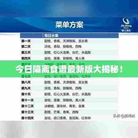 今日隔离食谱最新版大揭秘！