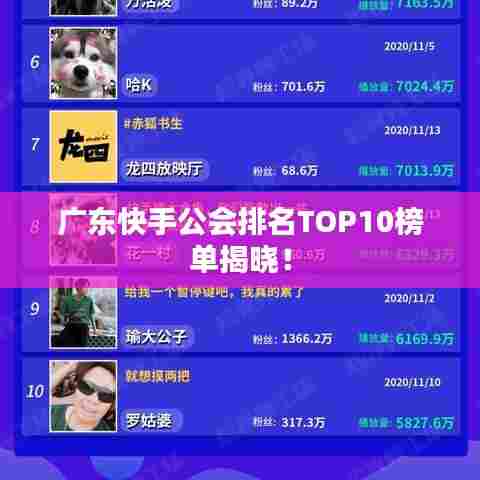 广东快手公会排名TOP10榜单揭晓！