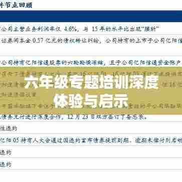六年级专题培训深度体验与启示